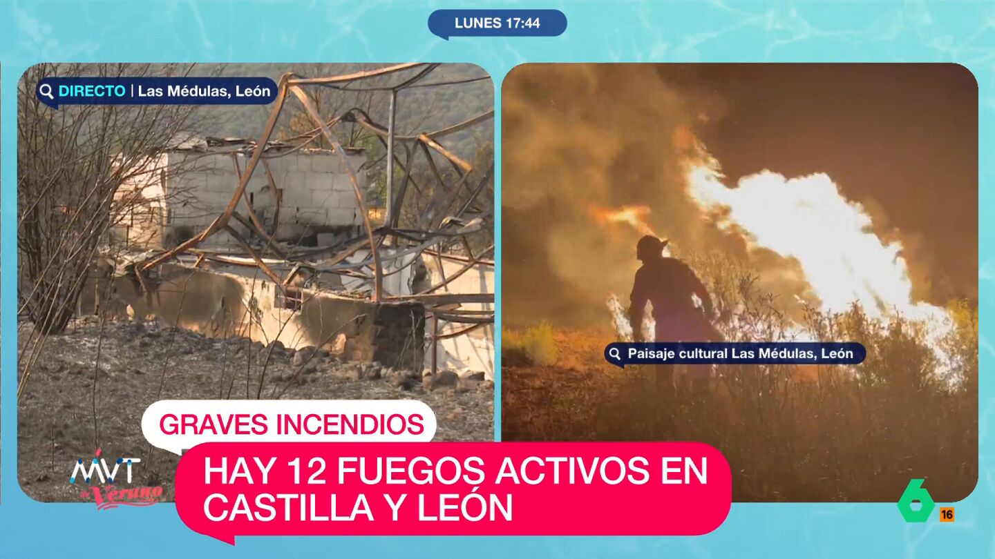 Un torbellino de fuego azuzado por las altas temperaturas descontroló el incendio de Las Médulas