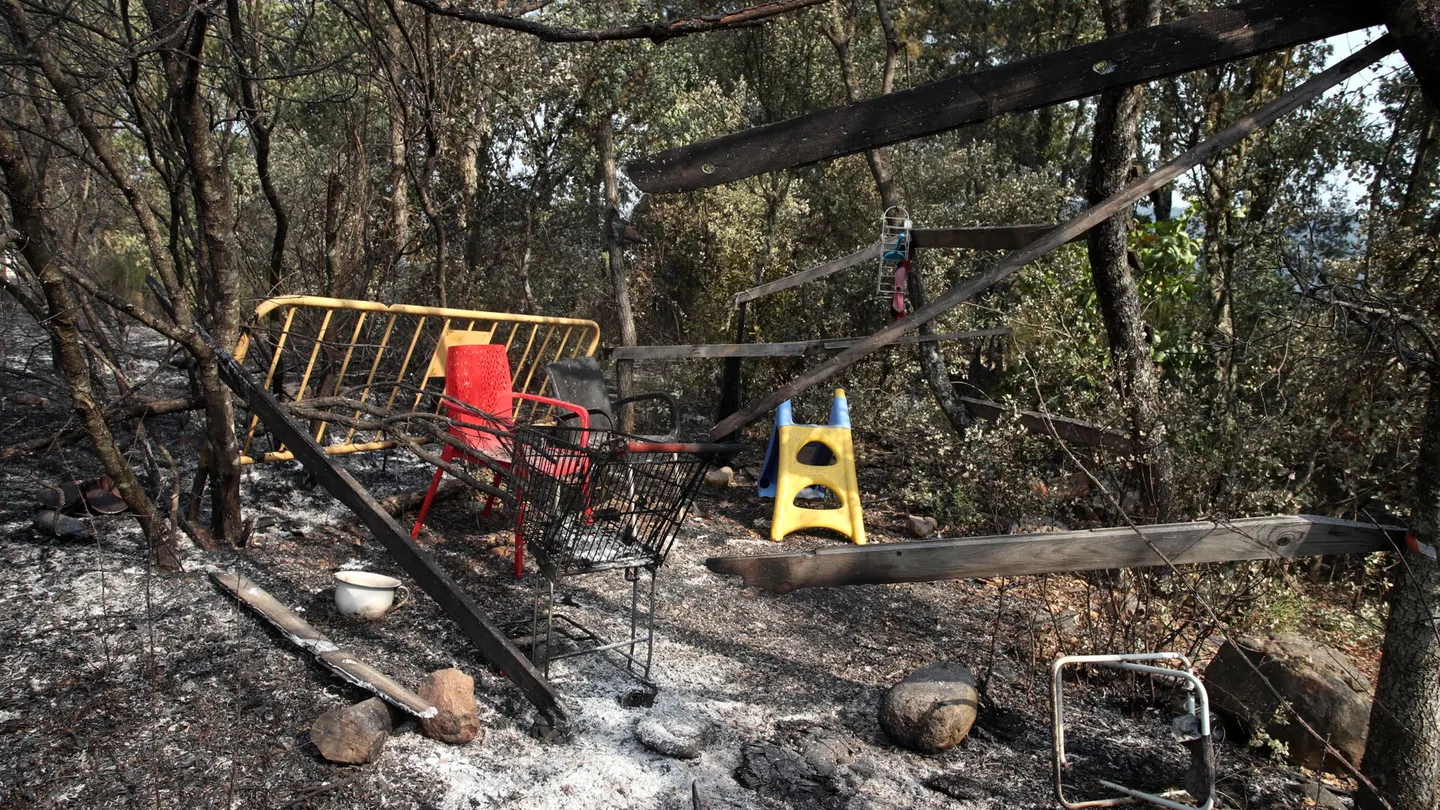 Estragos del fuego en Las Médulas (León). Estragos del fuego en Las Médulas (León).