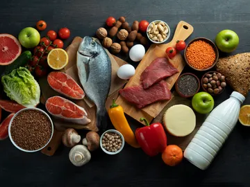 Variedad de alimentos con proteína Variedad de alimentos con proteína