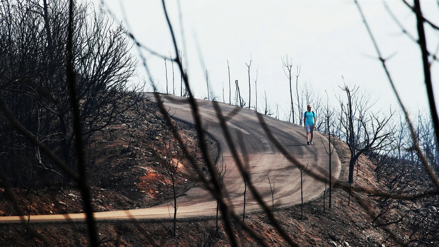 Vista de una paraje quemado por el incendio en Las Médulas, Orellán y Carucedo, este miércoles. Vista de una paraje quemado por el incendio en Las Médulas, Orellán y Carucedo, este miércoles.