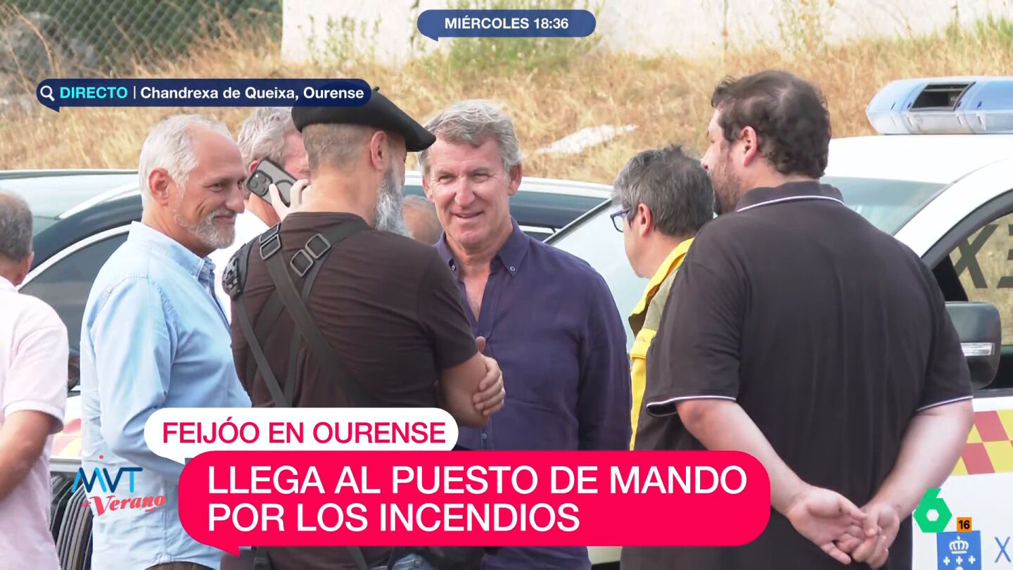 Feijóo llega al puesto de mando de Ourense por los incendios