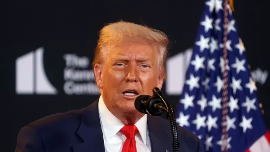 El presidente de Estados Unidos (EEUU), Donald Trump, este miércoles en el Centro Kennedy. El presidente de Estados Unidos (EEUU), Donald Trump, este miércoles en el Centro Kennedy.