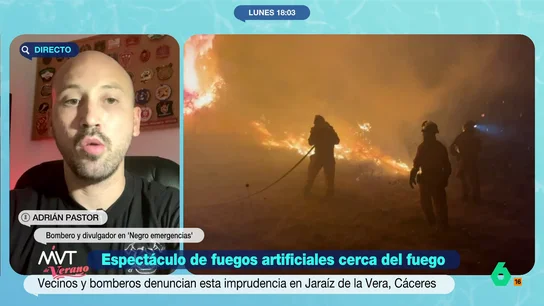 Un bombero, sobre el estrés mental en la lucha contra los incendios: "Tienes que esperar una ventana de actuación que a veces no llega" "Cuando esto acabe, tocará hablar del estrés postraumático y del delicado estado psicológico en el que van a quedar muchos compañeros o la población que ha perdido negocios o su casa", comenta el bombero Adrián Pastor en este vídeo.