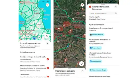 Así es la capa de incendios forestales en Google Maps Así es la capa de incendios forestales en Google Maps
