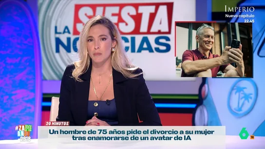 VÍDEO | Un hombre se divorcia de su mujer tras enamorarse de una IA: "Lo que le cautivó es que le daba la razón en todo" Isabel Forner y Nacho García analizan las noticias más surrealistas que pasan en el mundo, desde unos padres colombianos que han llamado a su hijo Chat Yipití, hasta el hombre que se ha enamorado de una IA.