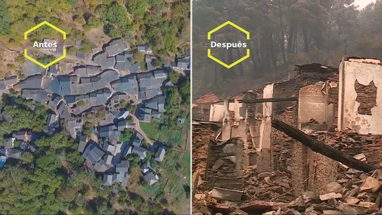 San Vicente de Leira, antes y después del fuego San Vicente de Leira, antes y después del fuego