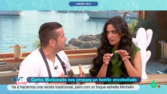 María Lamela prueba el bonito seco, fermentado y ahumado estilo japonés: "Sabe a la comida de los peces" Carlos Maldonado hoy cocina una receta espectacular de bonito encebollado y, de paso, nos muestra una curiosa forma de este producto de temporada: el katsuobushi, o bonito seco, ahumado y fermentado que se usa para las sopas asiáticas.
