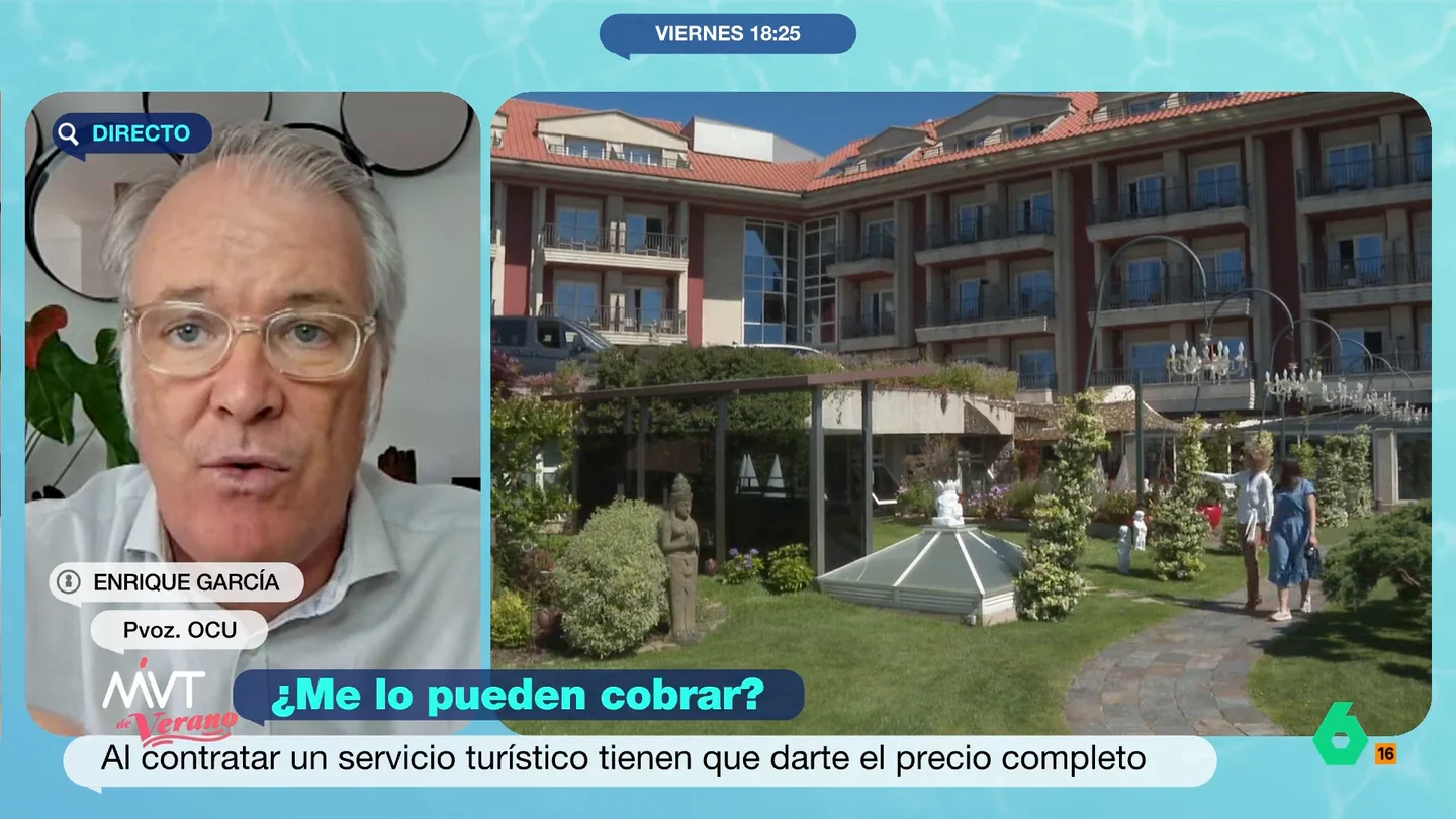 Enrique García (OCU), sobre las tasas 'sorpresa' de hoteles y restaurantes: "Tienen obligación por ley de informar previamente" Más Vale Tarde analiza con Enrique García algunos de los abusos turísticos más habituales en hoteles y restaurantes, con tasas inesperadas como el 'resort fee'. En este vídeo, recomienda pagarlas y, luego, explica cómo reclamarlas.