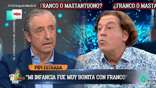 Nacho García reacciona al ver a Pipi Estrada decir que su infancia fue "bonita" con Franco: "Cómo le gusta meterse en jardines" Pipi Estrada lleva a un nuevo nivel la polémica por los cánticos de "¡Franco, Franco!" a Mastantuono y asegura que "tuve una infancia muy bonita con Franco". La reacción de Nacho García, en este vídeo.
