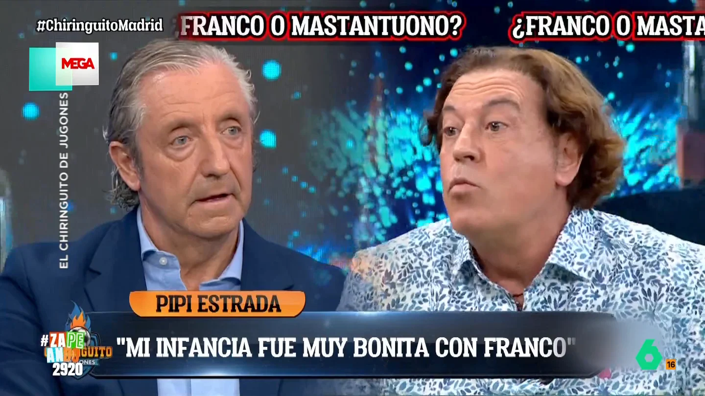 Nacho García reacciona al ver a Pipi Estrada decir que su infancia fue "bonita" con Franco: "Cómo le gusta meterse en jardines" Pipi Estrada lleva a un nuevo nivel la polémica por los cánticos de "¡Franco, Franco!" a Mastantuono y asegura que "tuve una infancia muy bonita con Franco". La reacción de Nacho García, en este vídeo.