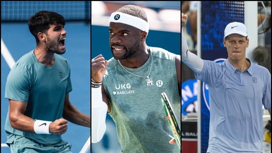Frances Tiafoe, Jannik Sinner y Carlos Alcaraz Frances Tiafoe, Jannik Sinner y Carlos Alcaraz