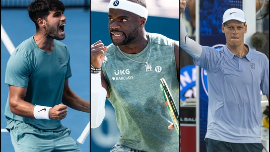 Frances Tiafoe, Jannik Sinner y Carlos Alcaraz Frances Tiafoe, Jannik Sinner y Carlos Alcaraz