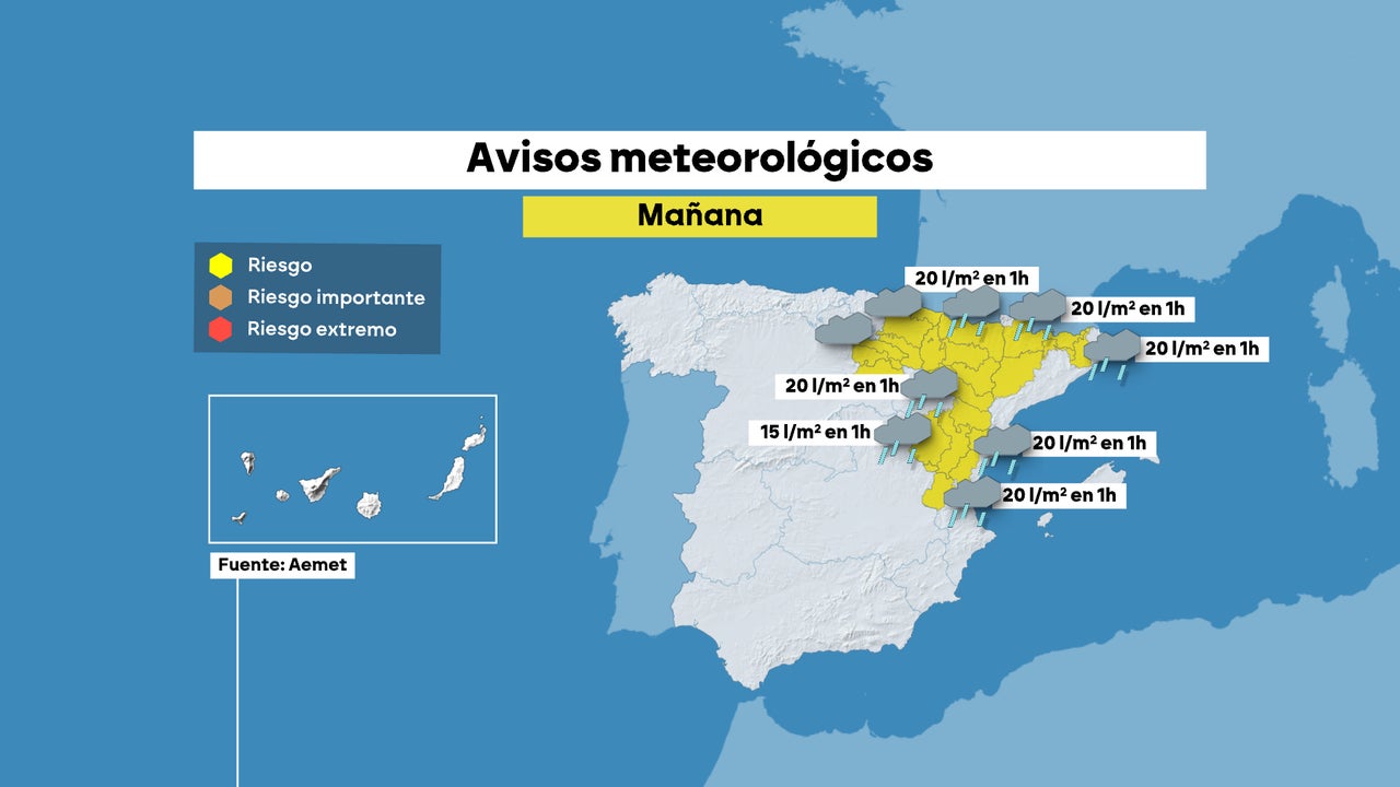 La llegada de una DANA provocará varios avisos por tormentas este domingo