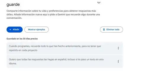 Guardando preferencias en Gemini Guardando preferencias en Gemini