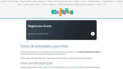 Así es la web de Edufichas.com Así es la web de Edufichas.com