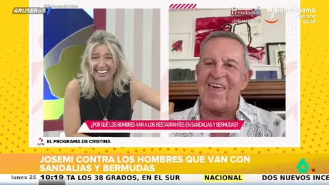 Josemi, contra los hombres que van con sandalias "de cruzar el río Jordán y vermudas" a restaurantes elegantes: "¡Puercos!" Josemi, contra los hombres que van con sandalias "de cruzar el río Jordán y vermudas" a restaurantes elegantes: "¡Puercos!"