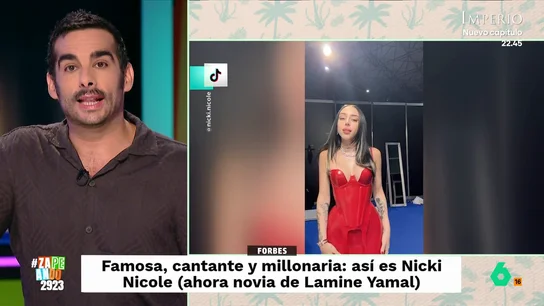 Juan Sanguino explica quién es Nicki Nicole, la novia de Lamine Yamal: cantante e instagramer con más de 3 millones de euros Juan Sanguino da más detalles sobre Nicki Nicole, la cantante y ahora novia de Lamine Yamal. En este vídeo, explica que solo con su Instagram, la artista gana 100.000 dólares cada mes.