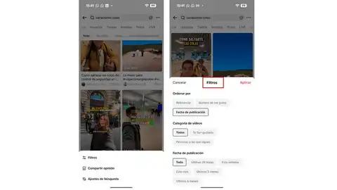 Ordenando los resultados de la busqueda de Tik Tok por fecha Ordenando los resultados de la busqueda de Tik Tok por fecha