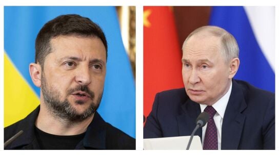 Im&aacute;genes de archivo. De izquierda a derecha, el presidente de Ucrania, Volod&iacute;mir Zelenski, y el presidente de Rusia, Vlad&iacute;mir Putin.