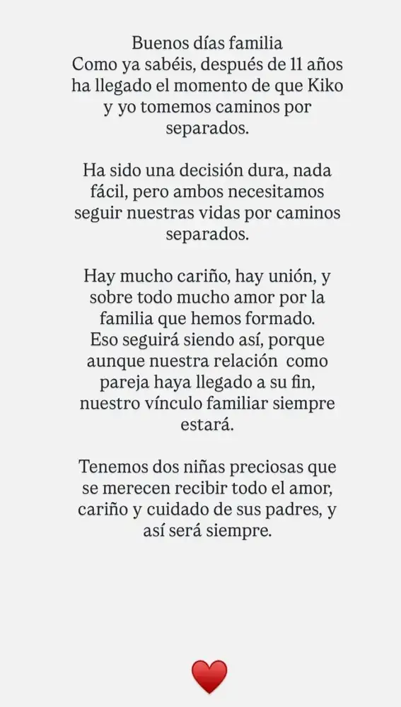 Comunicado de Irene Rosales sobre su separación de Kiko Rivera Comunicado de Irene Rosales sobre su separación de Kiko Rivera