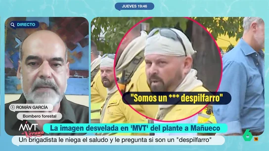 El bombero Román García apoya el desplante del brigadista a Mañueco: "El gesto es fruto del hartazgo" García defiende la reacción del brigadista y, además, afea la reacción de Mañueco que optó por apartarse. "Mañueco se apartó de la trinchera, se fue a la retaguardia, muy valiente, muy valiente... no ha sido", critica.