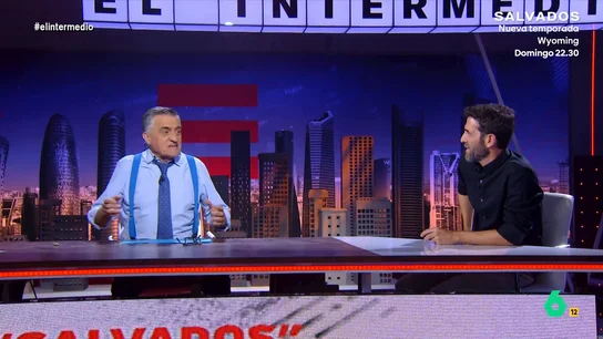Gonzo, sobre su charla con Wyoming en Salvados: "Me ha sorprendido verlo hacer una hora de televisión sin teleprónter" El presentador de El Intermedio es el primer entrevistado de la nueva temporada de 'Salvados'. Wyoming mostrará su lado más personal y hablará sobre su carrera, su papel como padre o su papel en El Intermedio.