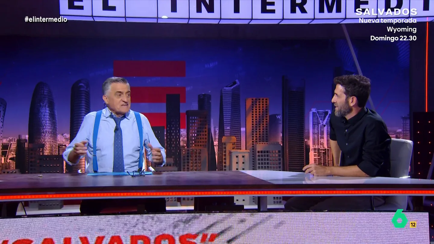 Gonzo, sobre su charla con Wyoming en Salvados: "Me ha sorprendido verlo hacer una hora de televisión sin teleprónter" El presentador de El Intermedio es el primer entrevistado de la nueva temporada de 'Salvados'. Wyoming mostrará su lado más personal y hablará sobre su carrera, su papel como padre o su papel en El Intermedio.