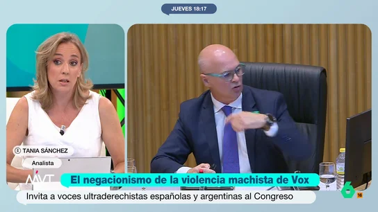 Tania Sánchez responde a los bulos machistas de las jornadas de Vox: "Se juzga a los hombres que usan su pene contra las mujeres" La Cámara Baja ha acogido unas jornadas, organizadas por Vox, en las que, entre otras cosas, se ha negado la violencia machista y se han proferido burlas contra el colectivo trans.