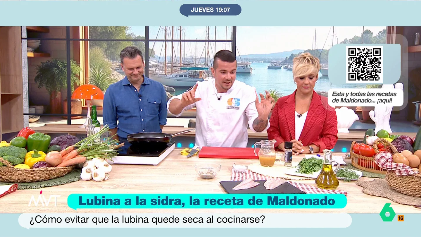 Este es el truco del chef Carlos Maldonado para evitar que la lubina quede seca El cocinero con estrella Michelin enciende los fogones de Más Vale Tarde para preparar una deliciosa lubina a la sidra con estragón. El chef comparte, además, algunos de sus trucos para conseguir los mejores resultados.