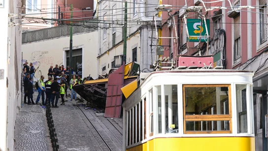La cuesta en la que se accidentó el Elevador da Glória, uno de los funiculares más conocidos de Lisboa La cuesta en la que se accidentó el Elevador da Glória, uno de los funiculares más conocidos de Lisboa