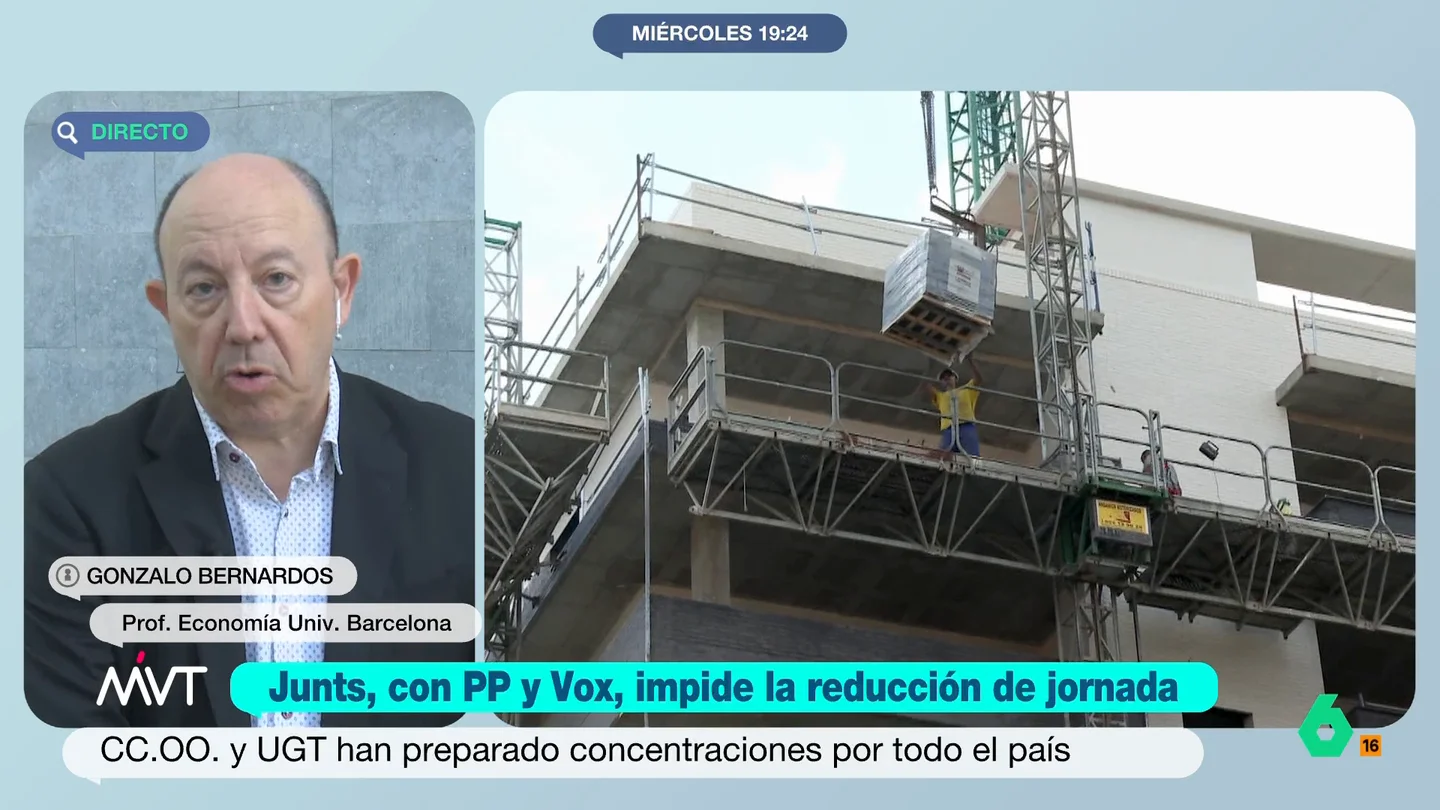 Gonzalo Bernardos, tras el 'no' a la reducción de jornada: "El problema de este país es que perdura el modelo de los años 60" Gonzalo Bernardos reflexiona en este vídeo sobre el 'no' a la jornada laboral y el modelo productivo en España. Además, anima a los sindicatos a "apretar en los convenios laborales" y "jugar al aumento del salario".