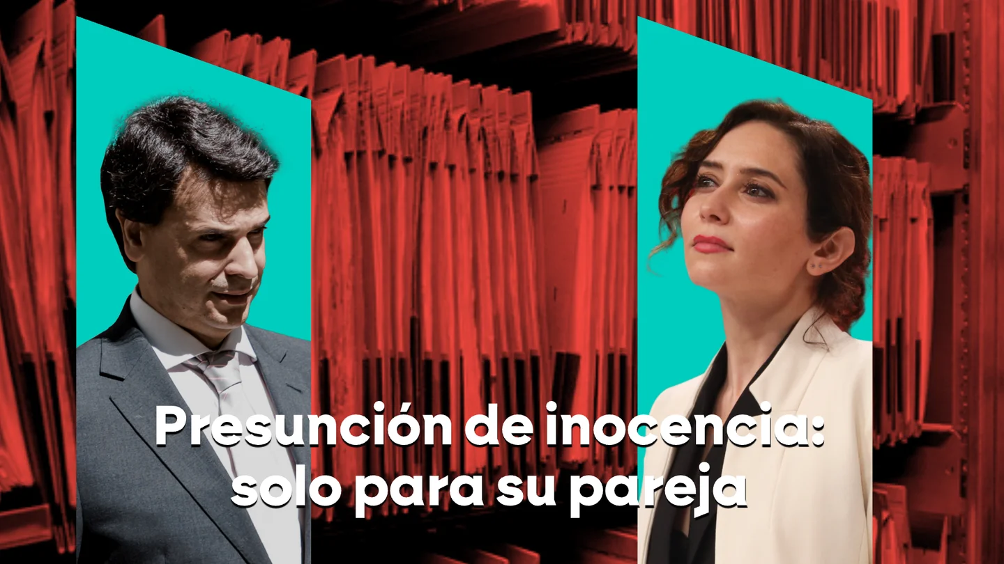 La ley del embudo de Ayuso: pide que se respete la presunción de inocencia de su pareja, mientras llama "corrupto" al Gobierno de Sánchez La ley del embudo de Ayuso: pide que se respete la presunción de inocencia de su pareja, mientras llama "corrupto" al Gobierno de Sánchez
