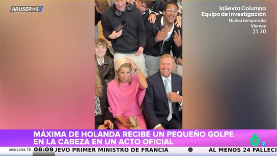 Así reacciona Máxima de Holanda cuando un chico la golpea por detrás Así reacciona Máxima de Holanda cuando un chico la golpea por detrás