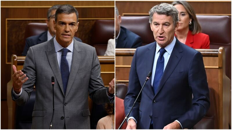 Pedro Sánchez y Alberto Núñez Feijóo, enfrentados en el Congreso de los Diputados