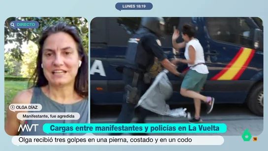 Olga, agredida por un policía en las protestas propalestinas Olga, agredida por un policía en las protestas propalestinas