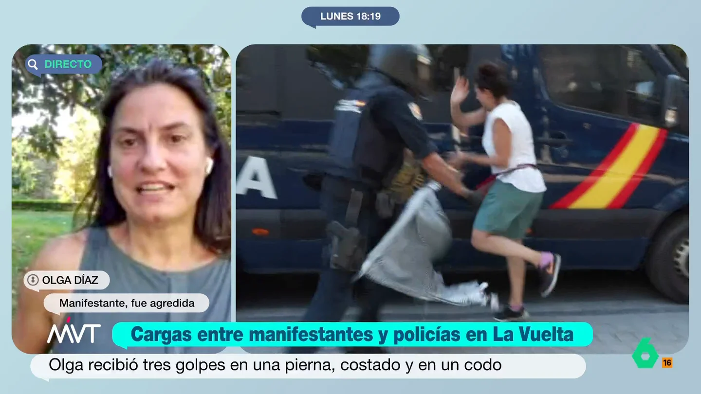 Olga, agredida por un policía en las protestas propalestinas Olga, agredida por un policía en las protestas propalestinas