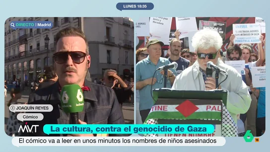 Joaquín Reyes, sobre los que evitan llamar genocidio a lo que hace Israel en Gaza: "O son cínicos, o fanáticos, o las dos cosas" Joaquín Reyes es una de las muchas personalidades que hoy se manifiestan contra el genocidio de Israel en Gaza leyendo los nombres de los 18.000 niños asesinados. En este vídeo, opina sobre un "desastre que está ocurriendo delante de nosotros".
