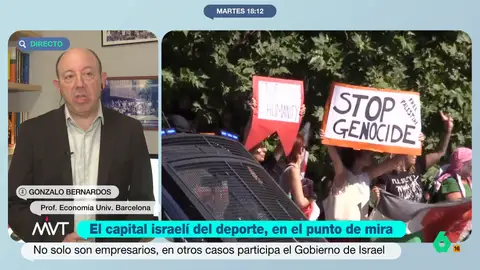Gonzalo Bernardos explica por qué se puede sancionar a Rusia, pero a Israel no: "El capital israelí está en todos sitios" "¿Vamos a dejar que el capital israelí no esté en el deporte español, pero sí en empresas españolas? ¿Permitimos que compre deuda pública española?", se pregunta Gonzalo Bernardos en este vídeo.