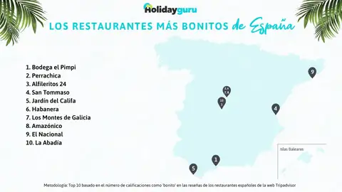 El mapa con los restaurantes más bonitos de España El mapa con los restaurantes más bonitos de España