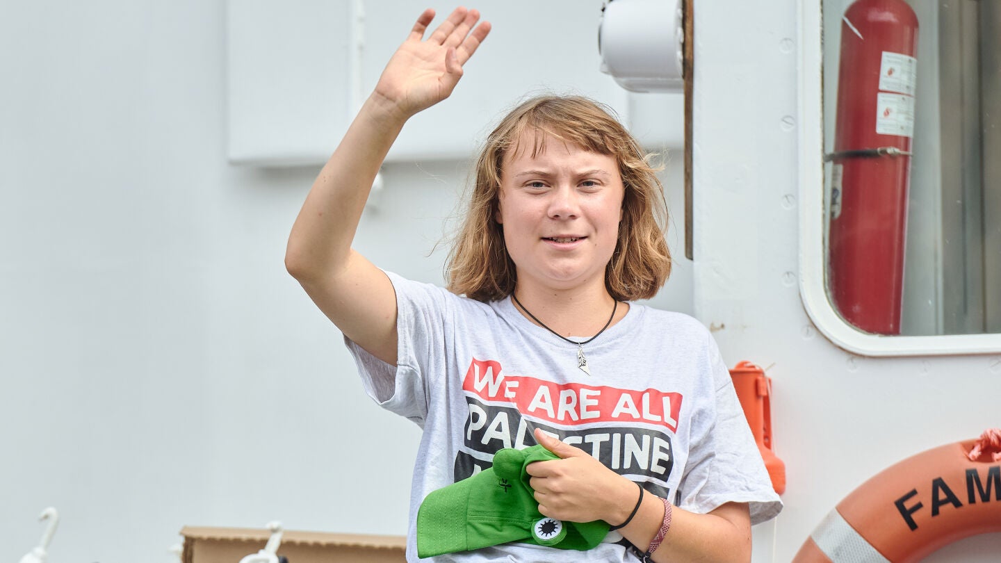 La activista sueca Greta Thunberg, a bordo de la Flotilla hacia Gaza