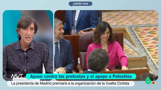 Benjamín Prado responde a Ayuso: "Netanyahu es una de las muchas cosas que no sabe" Tras las protestas contra el genocidio en Gaza, que tuvieran lugar durante La Vuelta, la presidenta de la Comunidad de Madrid ha anunciado que otorgará la Medalla Internacional de la Comunidad de Madrid al ganador de dicha competición deportiva.