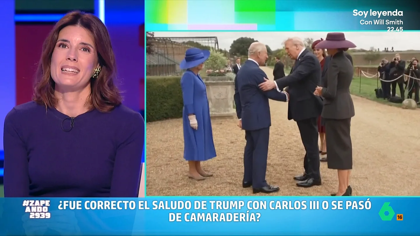 "Los americanos la palabra protocolo no la entienden": María José Gómez y Verdú analiza los fallos de Trump en su visita a Carlos III Del paseo con un guardia real varios pasos por delante de Carlos III al saludo al monarca sin reverencia y con excesivo contacto físico. María José Gómez y Verdú analiza los errores, o no, de la visita de Trump a Reino Unido.
