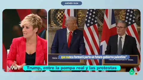 Cristina Pardo, sobre la palmadita de Trump a Starmer: "No aguanta las formas nunca jamás en la vida" El presidente estadounidense se ha reunido con el primer ministro británico. Durante la rueda de prensa, Starmer ha afirmado, entre otras cosas, que Hamás "es un grupo terrorista" lo que ha provocado que Trump responda de una manera desconcertante.