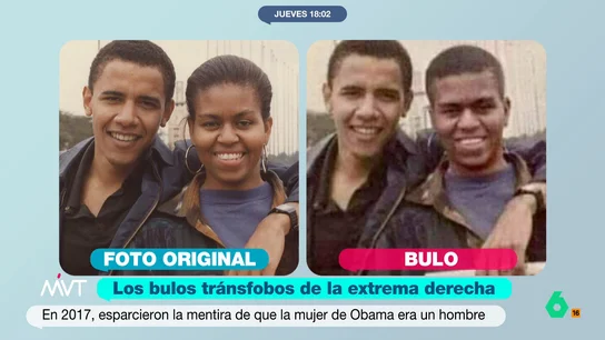 Más Vale Tarde repasa los bulos tránsfobos de la extrema derecha contra las mujeres de los presidentes Al igual que Brigitte Macron, Michelle Obama o Begoña Gómez han sido víctimas de noticias falsas que señalan, a través de montajes fotográficos, que nacieron hombres.