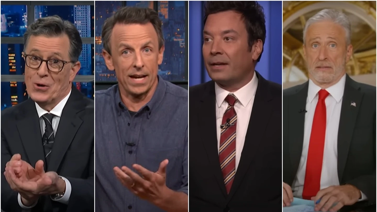 Stephen Colbert, Seth Meyers, Jimmy Fallon y John Stewart Stephen Colbert, Seth Meyers, Jimmy Fallon y John Stewart