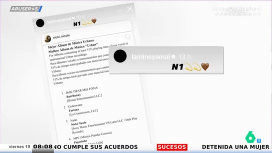 Lamine Yamal celebra la nominación de Nicki Nicole a los Premios Grammy Latinos Lamine Yamal celebra la nominación de Nicki Nicole a los Premios Grammy Latinos