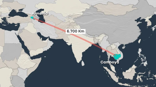 Distancia entre Armenia y Camboya Distancia entre Armenia y Camboya