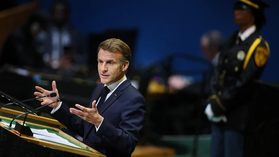 Macron durante su discurso en la Asamblea General de la ONU. Macron durante su discurso en la Asamblea General de la ONU.