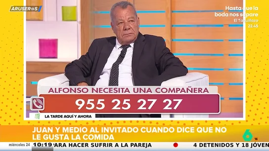 Juan y Medio, al invitado que asegura que no le gusta comer: "¿Y de qué tienes esa tripa entonces?" Juan y Medio, al invitado que asegura que no le gusta comer: "¿Y de qué tienes esa tripa entonces?"
