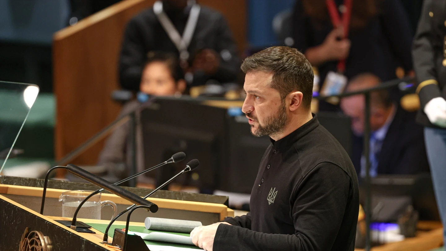 Zelenski ante la Asamblea General de Naciones Unidas, este miércoles. Zelenski ante la Asamblea General de Naciones Unidas, este miércoles.